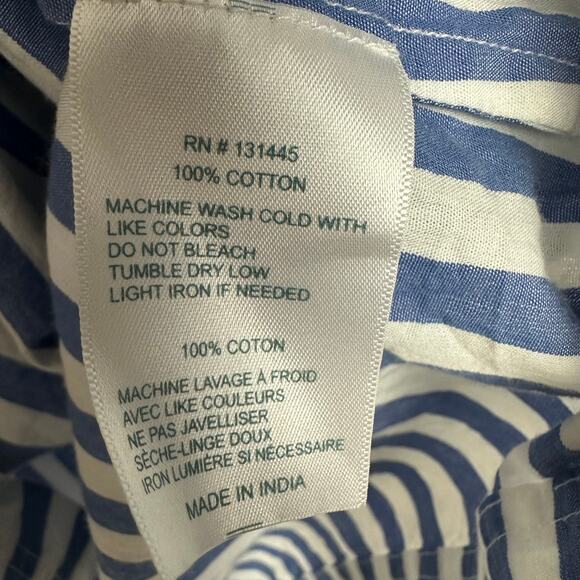 Anthropologie Whit Two Womens Ruffle Off The Shoulder Blue/White Striped Dress - Picture 8 of 8